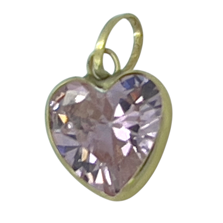 Pingente em Ouro 18K Ponto de Luz Coração Rosa 6,00mm