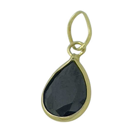 Pingente em Ouro 18K Ponto de Luz Gota Preto 7X5mm
