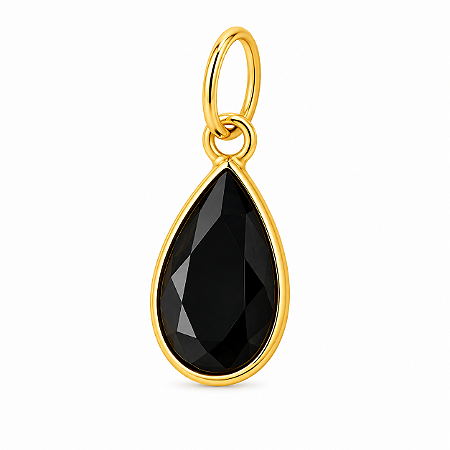 Pingente em Ouro 18K Ponto de Luz Gota Preto 7X5mm
