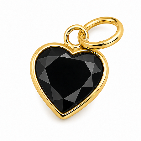 Pingente em Ouro 18K Ponto de Luz Coração Preto 5mm
