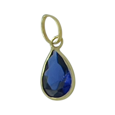 Pingente em Ouro 18K Ponto de Luz Gota Azul 6X4mm