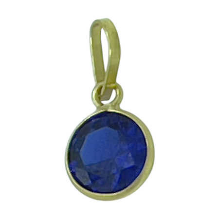 Pingente em Ouro 18K Ponto de Luz Azul 5mm