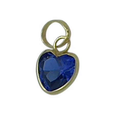 Pingente em Ouro 18K Ponto de Luz Coração Azul 4mm