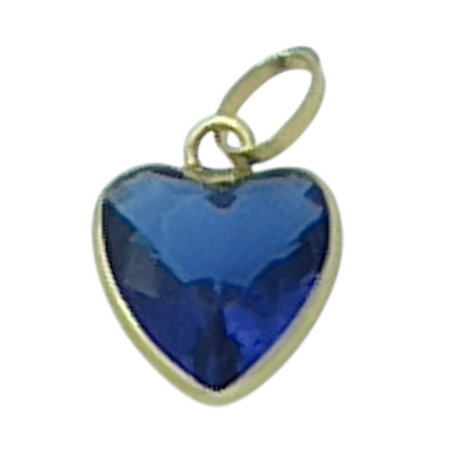 Pingente em Ouro 18K Ponto de Luz Coração Azul 6mm