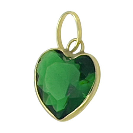 Pingente em Ouro 18K Ponto de Luz Coração Verde 6mm
