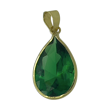 Pingente em Ouro 18K Ponto de Luz Gota Verde 10X8mm