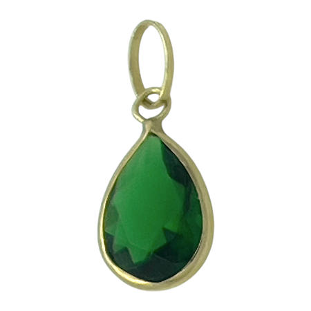 Pingente em Ouro 18K Ponto de Luz Gota Verde 7X5mm