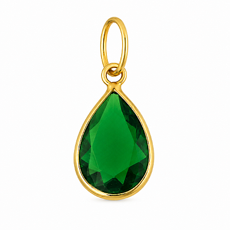Pingente em Ouro 18K Ponto de Luz Gota Verde 7X5mm