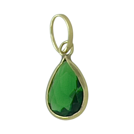 Pingente em Ouro 18K Ponto de Luz Gota Verde 6X4mm