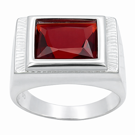 Anel em Prata 925 com Zircônia Baguete 12X10mm