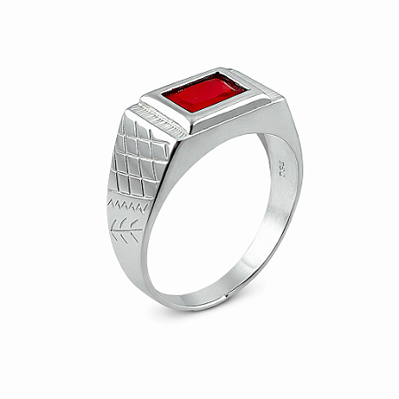 Anel em Prata 925 com Zircônia Baguete 8X6mm