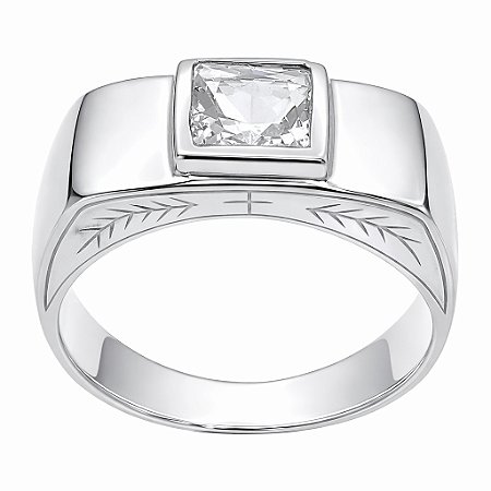 Anel em Prata 925 com Zircônia Carre 5,50mm