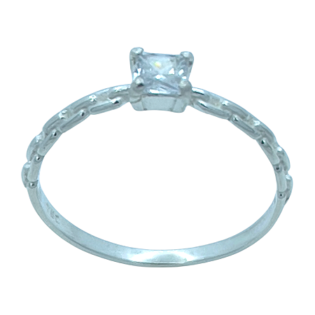 Anel em Prata 925 Solitario corrente Carre 4,00mm