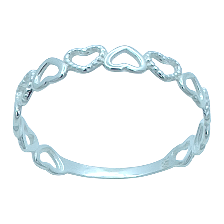 Anel em Prata 925 Corações Vazados