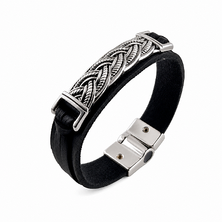 Pulseira em Couro e Aço