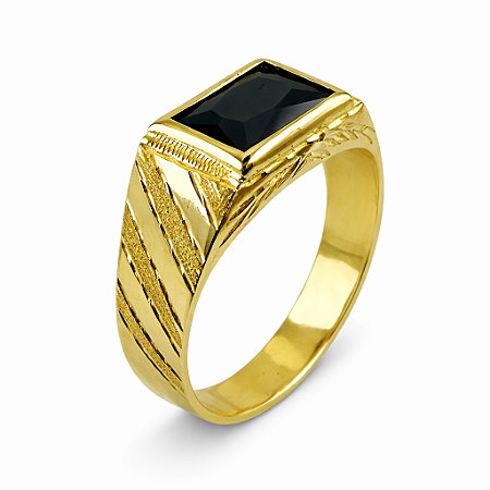 Anel em Ouro 18k TV com Zirconia Preto