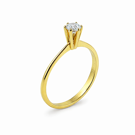 Anel em Ouro 18K Solitário 6 Garras com Diamante
