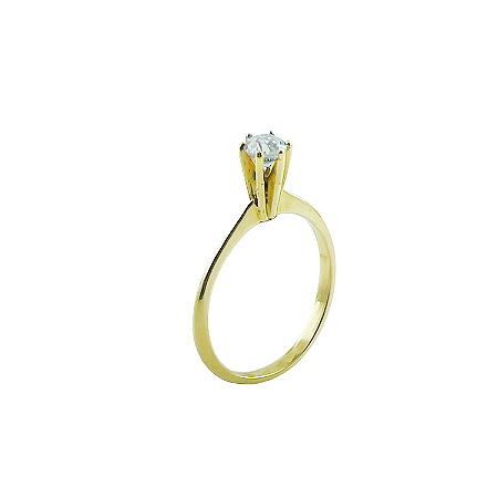 Anel em Ouro 18K  Solitário 6 garras com Diamante