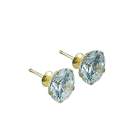 Brinco em Ouro 18k Ponto de Luz  com Zircônia