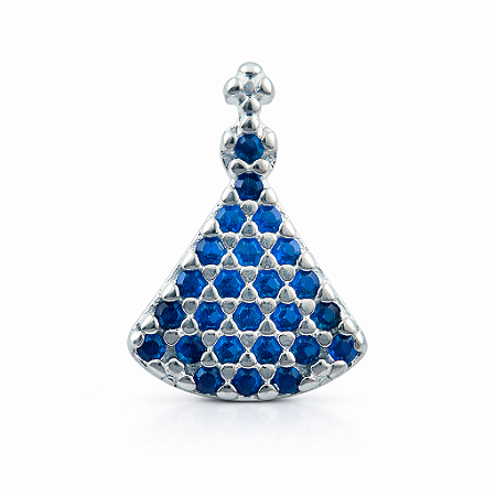 Pingente em Prata 925 Nossa Senhora Aparecida com Zircônia Azuis