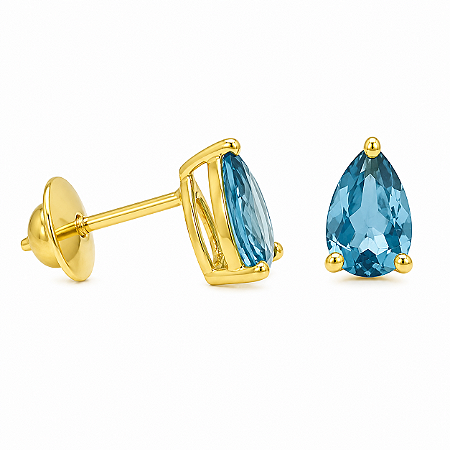 Brinco em Ouro 18K com Topázio Azul