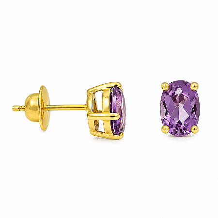 Brinco em Ouro 18K com Ametista