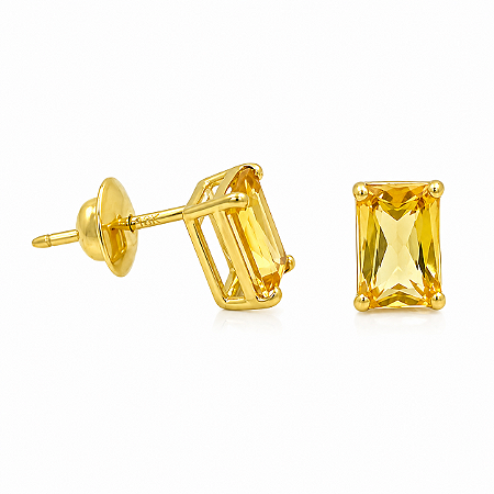 Brinco em Ouro 18K com Citrino 6,00 x 4,00 mm