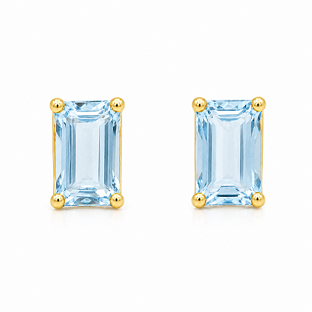Brinco em Ouro 18K com Topazio Azul Claro 6,00 x 4,00 mm