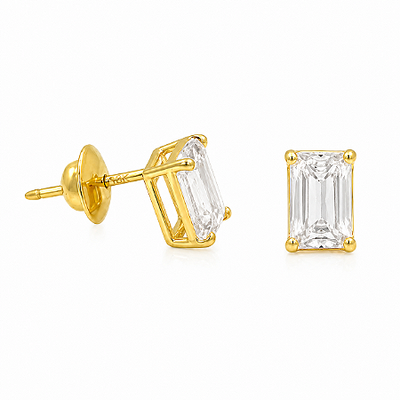 Brinco em Ouro 18K com Topazio 6,00 x 4,00 mm