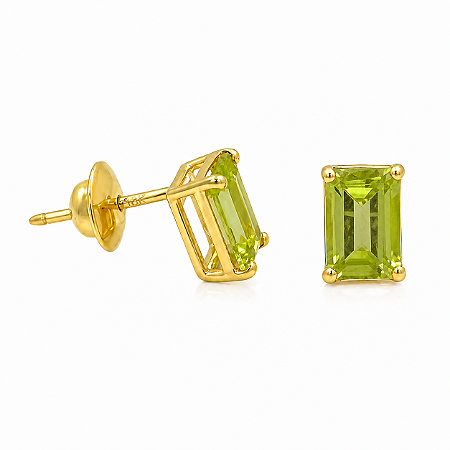 Brinco em Ouro 18K com Peridoto 6,00 x 4,00 mm