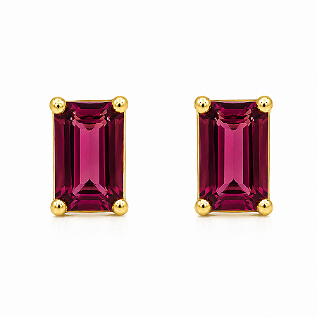 Brinco em Ouro 18K com Rodolita 6,00 x 4,00 mm