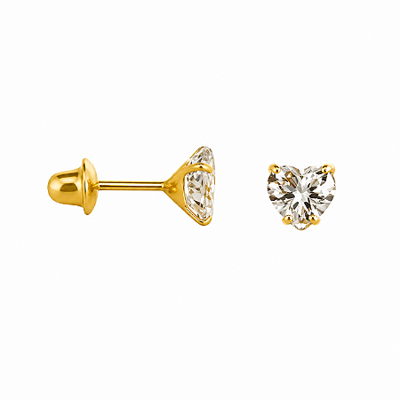 Brinco em Ouro 18K com Zirconia Coração