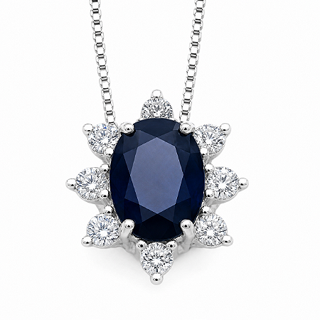 Gargantilha em Prata 925 Oval Azul