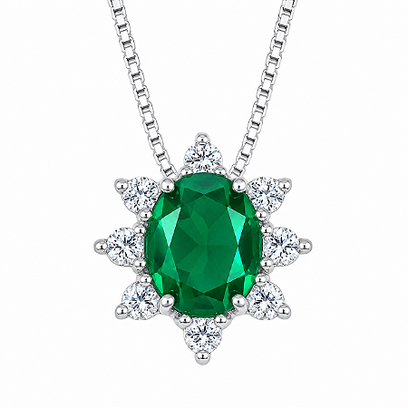 Gargantilha em Prata 925 Oval Verde