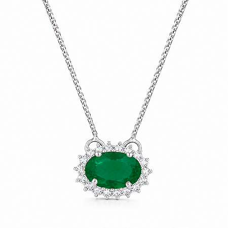 Gargantilha em Prata 925 Oval Verde e Branco