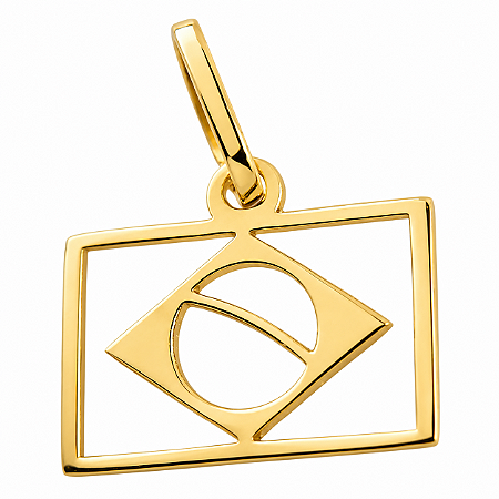 Pingente em Ouro 18K Bandeira do Brasil