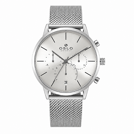 Relógio Oslo Masculino Slim Cronógrafo Prateado OMBSSCVD0009 S1SX