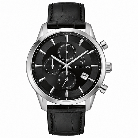 Relógio Bulova Masculino Cronógrafo Sutton Preto e Prateado 96B403