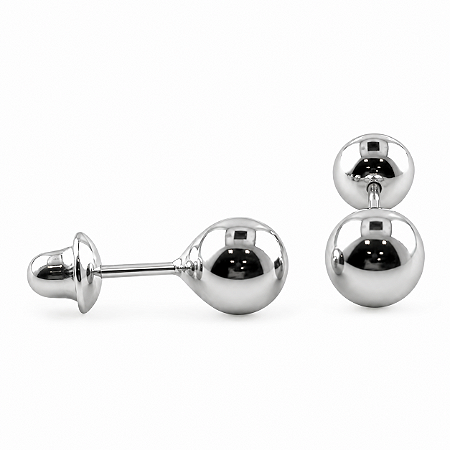 Brinco em Ouro Branco 18K Bola 5,00 mm