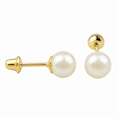 Brinco em Ouro 18K com Pérola 5,00 mm - Modelo 0044727