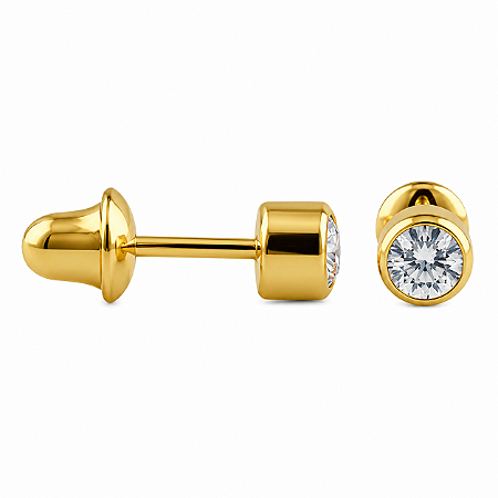 Brinco em Ouro 18K com Zircônia 3,00 mm - Modelo 0047194