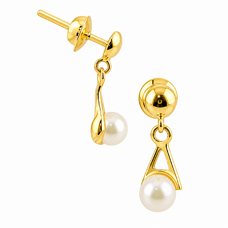 Brinco em Ouro 18K com Pérola 3,50 mm - Modelo 0047195