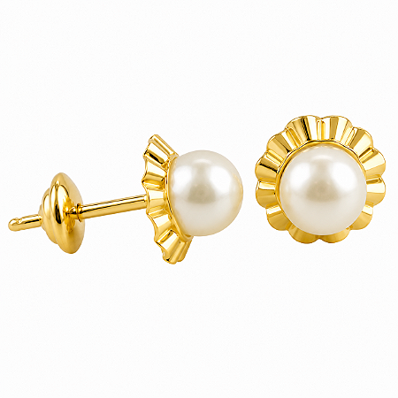 Brinco em Ouro 18K com Pérola 4,50 mm - Modelo 0047196