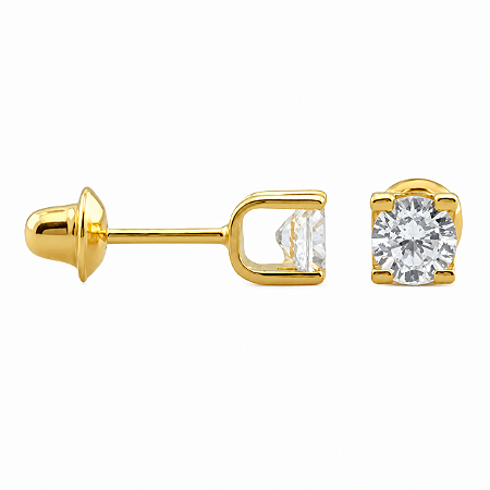 Brinco em Ouro 18K com Zircônia 3,50 mm