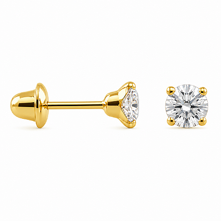 Brinco em Ouro 18K com Zircônia Coração 3,50 mm - Modelo 0114366