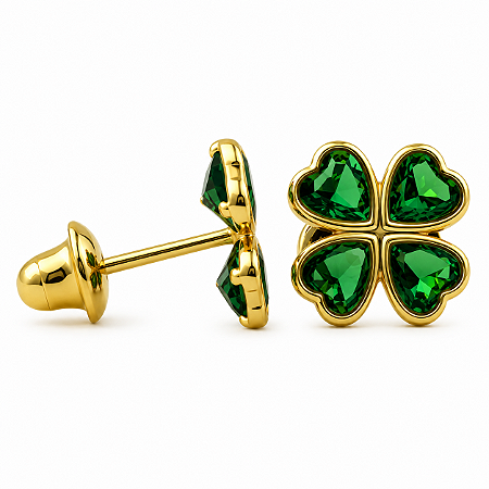 Brinco em Ouro 18K com Zircônia Coração 2,50 x 2,50 mm