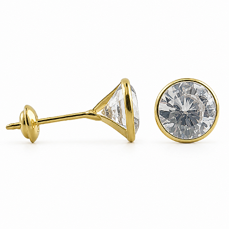 Brinco em Ouro 18K com Zircônia 6,00 mm - Modelo 0160185
