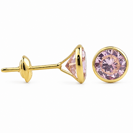 Brinco em Ouro 18K com Zircônias Redondas 5,00 mm