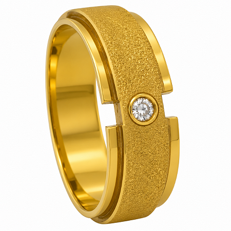 Aliança em Ouro 18K 7,00 mm com Diamante e Acabamento Fosco