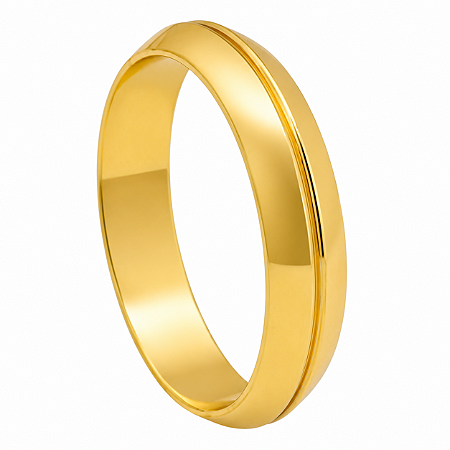 Aliança em Ouro 18K 5,00 mm com Friso Central
